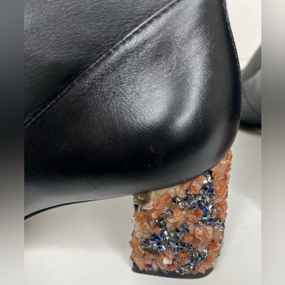 Sophia Webster Stella Black Leather Embellished Ankle Boots Womens Size 39.5/8 - Picture 10 of 16